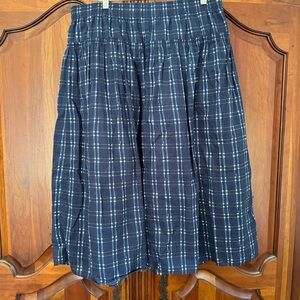 Madewell Navy Plaid Gathered Skir